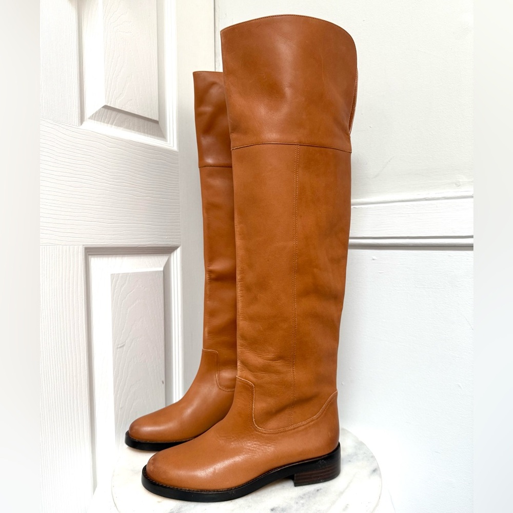 J. Crew Tall Over-the-Knee Leather Boots - Cognac